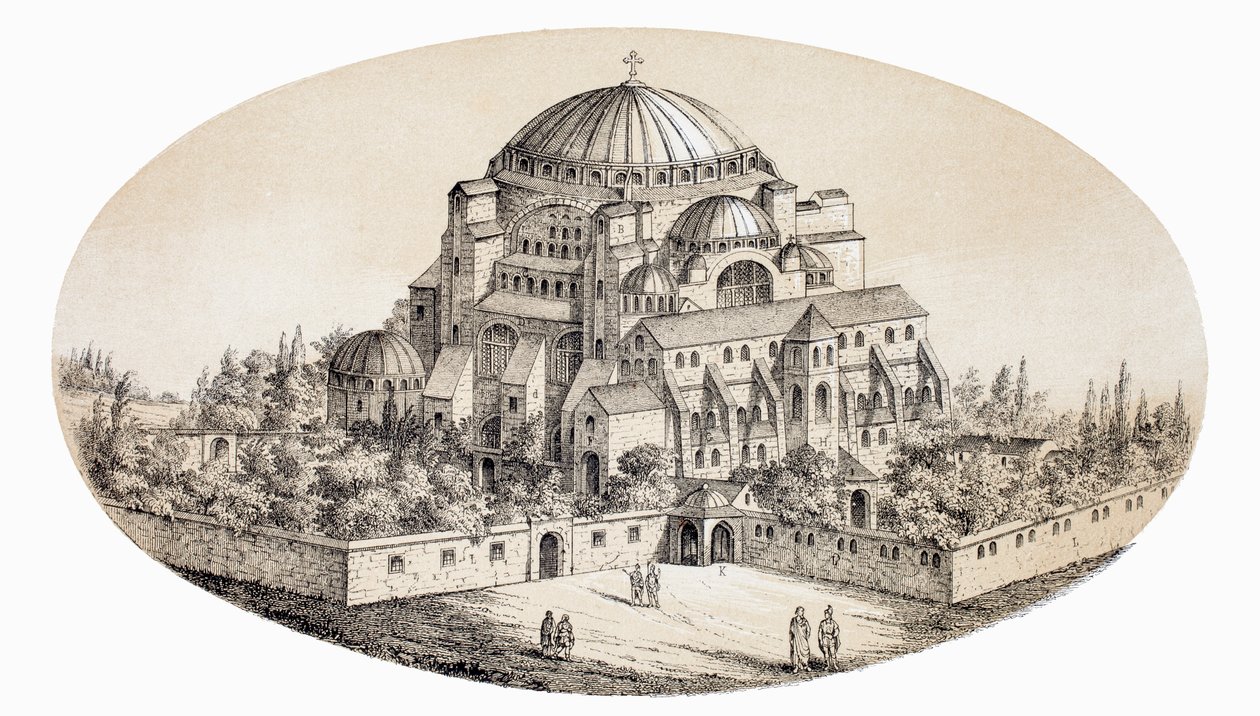 Aya Sofya Camii ou St Sophia Basilika, Istambul, Turquia, após uma ilustração de meados do século XIX, da L