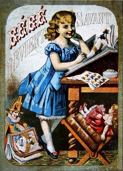 Bebê se torna um bolsista, c.1870 (cor litho) de French School