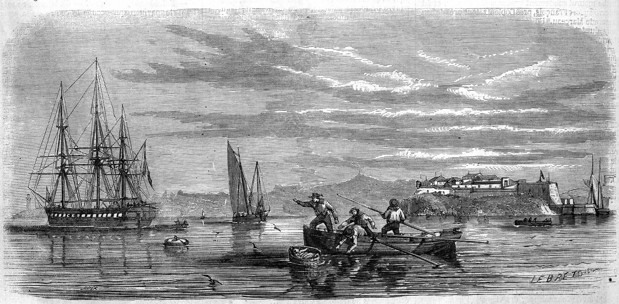 Bebé recolhido pelos musgos da escola fregate, o "Thetis". Brest (Finistere, 29) de French School