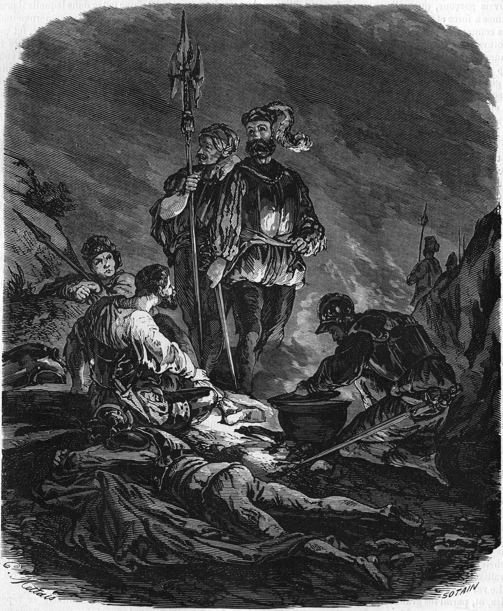 Rapazes maus, saqueadores durante as guerras do século XVI. Em "Histoire Populaire de la France", sd. cerca de 1885. Gravura. de French School