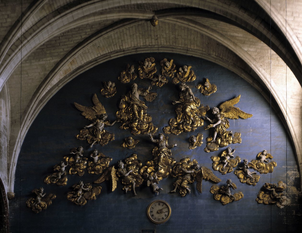 Arquitectura barroca: decoração (século XVII). Muro no fundo da nave da Igreja de Nossa Senhora dos Anjos (Nossa Senhora dos Anjos). L