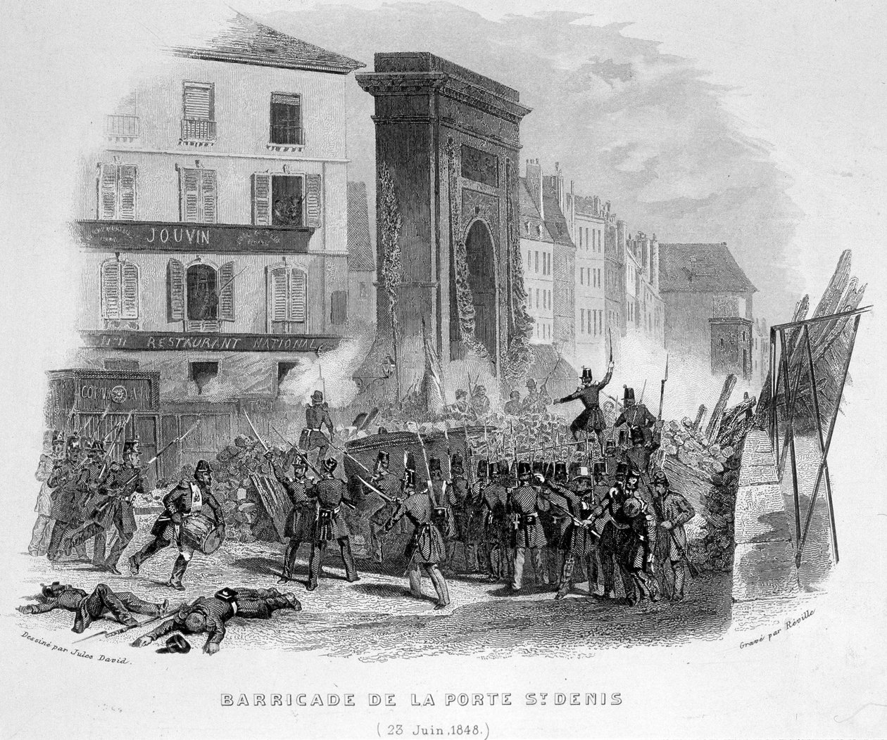 Barricada da Porte Saint Denis (23 de Junho de 1848) - em "Fasttes de Gardes nationales de France de French School