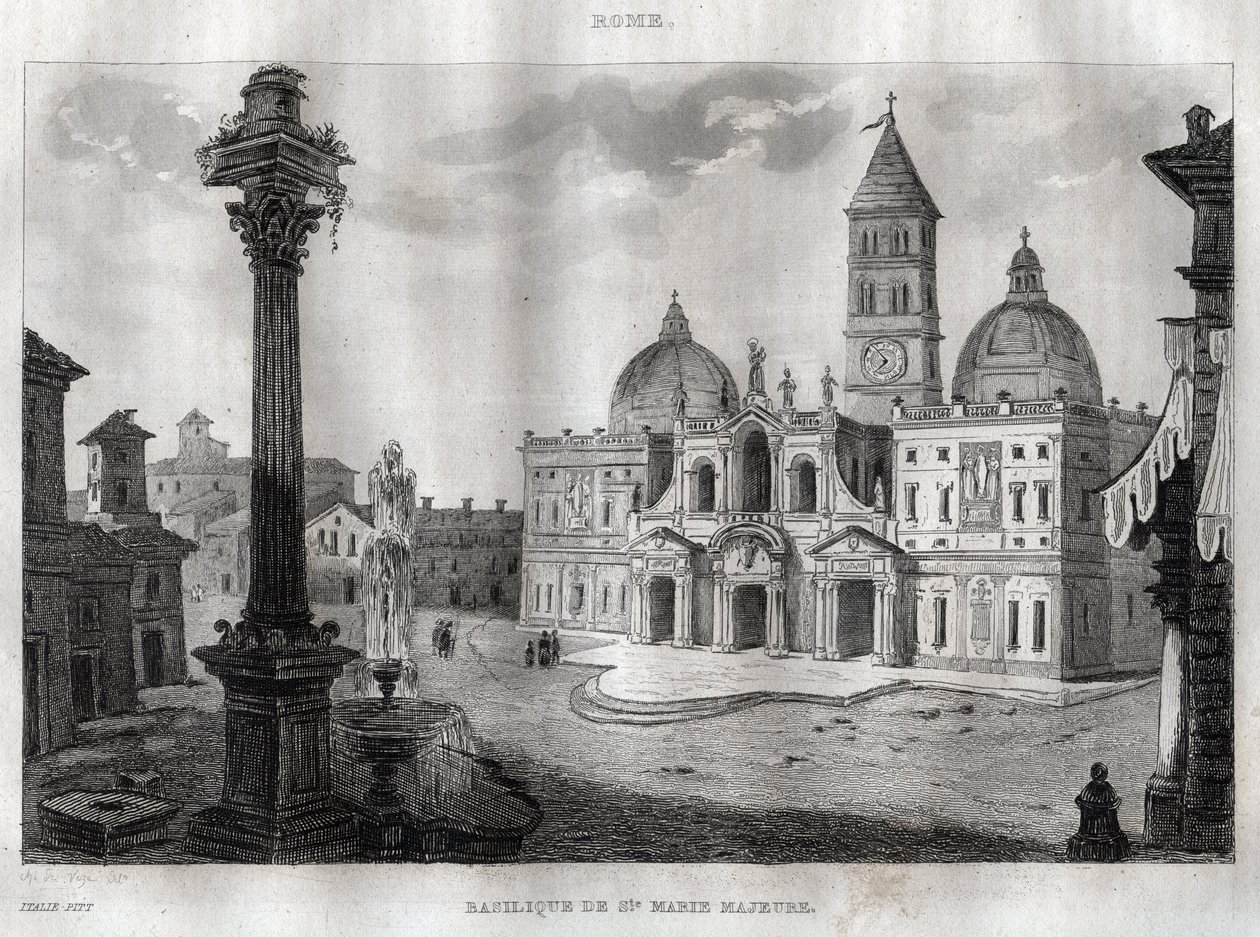 Basílica de Santa Maria Maggiore - Roma - Basílica de Santa Maria Maggiore (Basílica de Santa Maria Maggiore) Roma - Gravura da "Pitoresca Itália" - Pintura Histórica e Descritiva da Itália" de M. de Norvins, Ch. Nodier 1834-1836. de French School