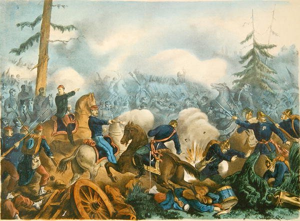 Batalha de Bapaume, 3 de Janeiro de 1871, gravada por F. Wentzel, Paris (gravura a cores) de French School
