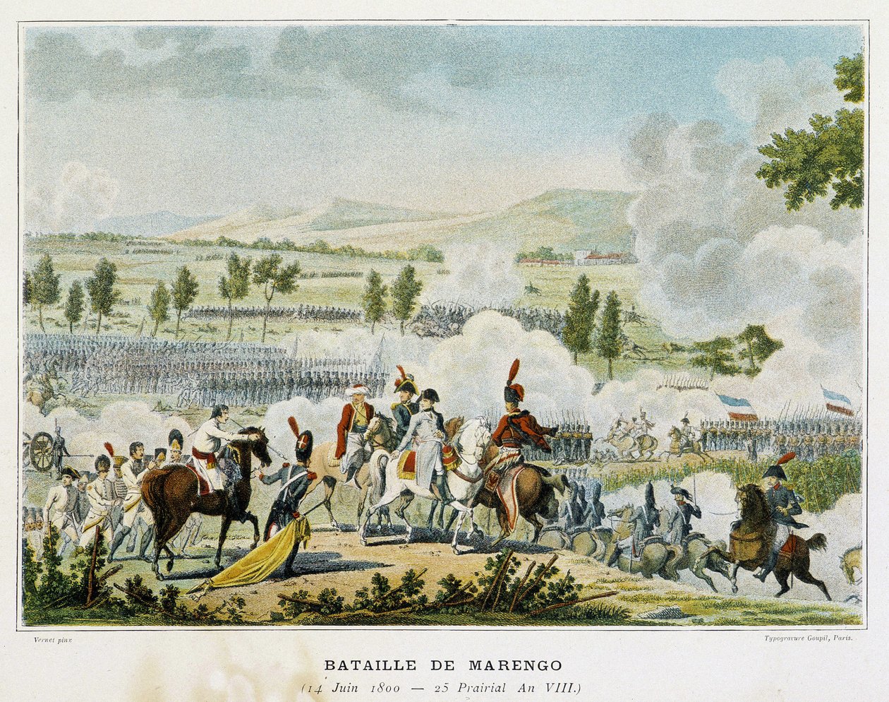 Batalha de Marengo (Piemont - Itália) em 14 de junho de 1800, durante a qual Bonaparte conquistou a vitória sobre os austríacos. de French School