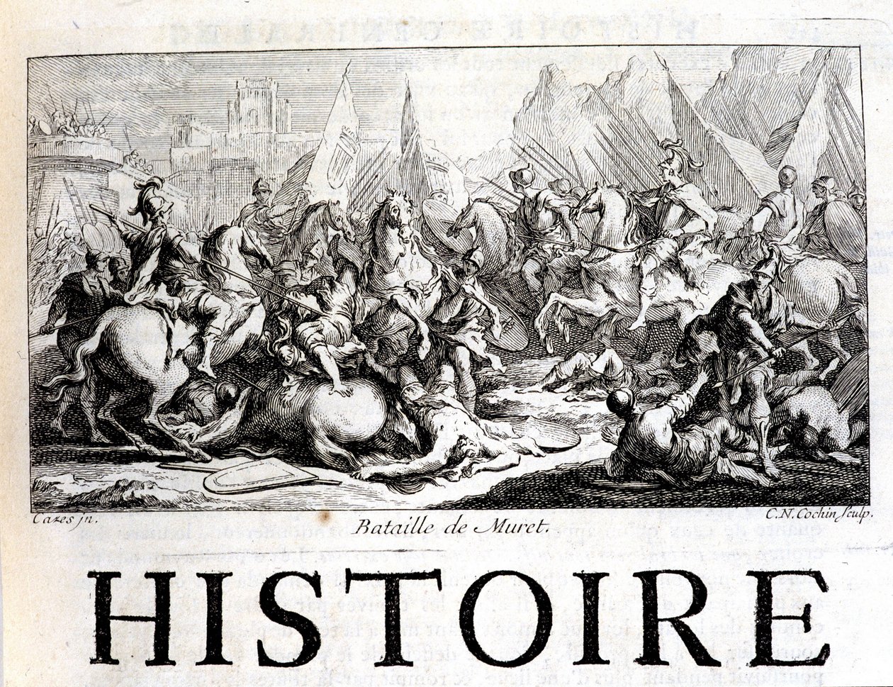 Batalha de Muret em 12 de Setembro 1213 - in "Histoire générale de Languedoc" de Joseph Vaissete, Paris de French School