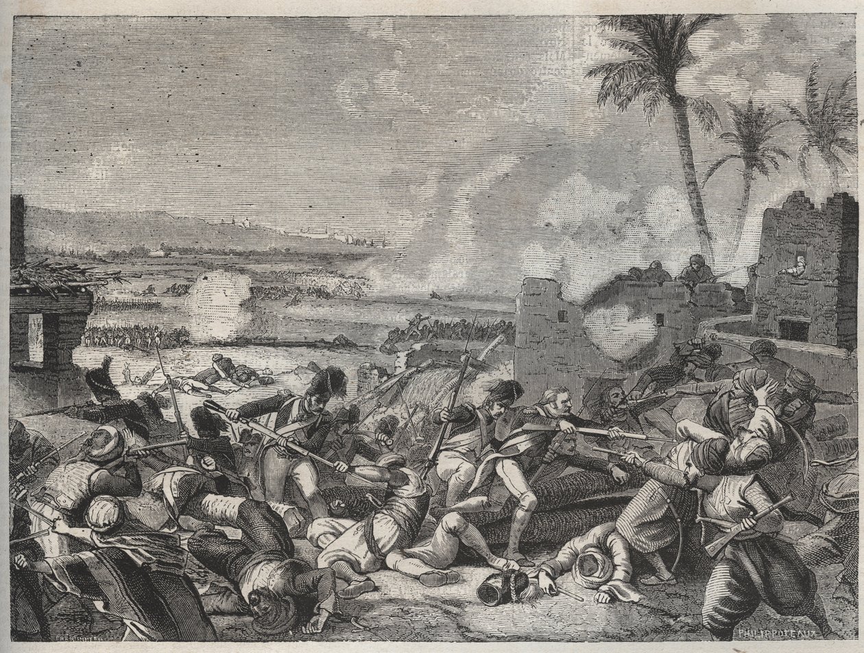 Batalha de Sediman - batalha entre o exército francês comandado pelo General Louis Charles Antoine Desaix (1768-1800) e o exército Mamluk de Mourad Bey (1750-1801), 7 de outubro de French School