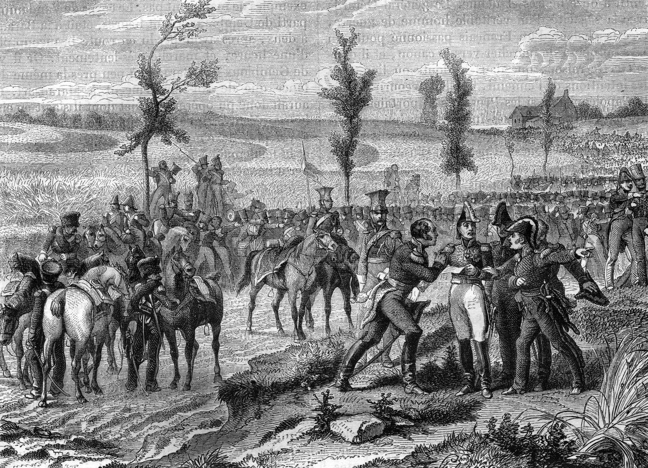 Batalha de Waterloo, Guerra da Sétima Coligação em 1815, ilustração de 