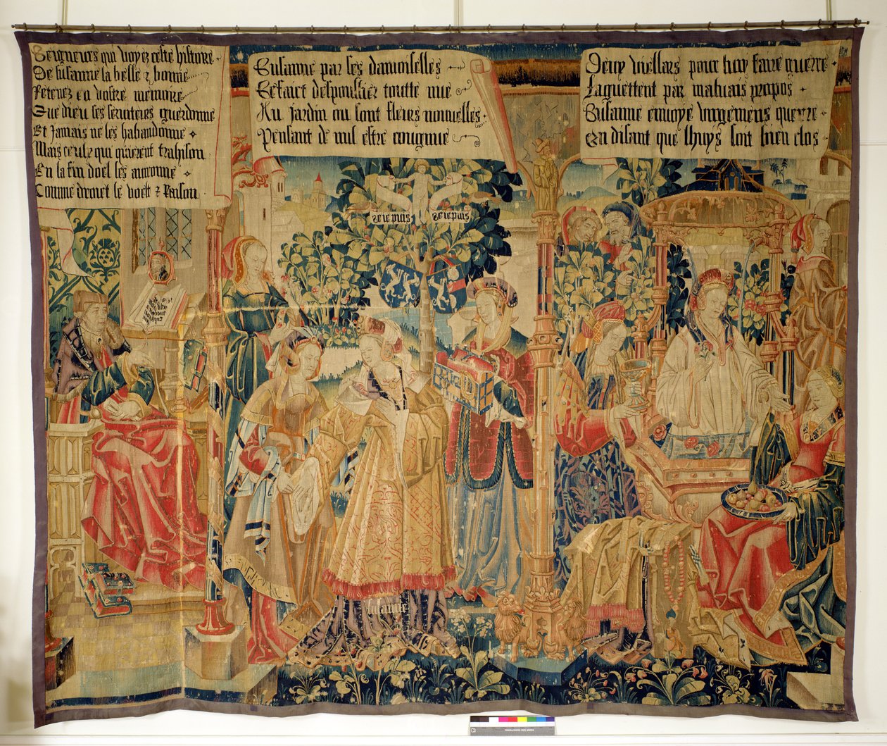 Benigne de Cirey e Susanna Bathing, painel da história da Susanna à esquerda de French School