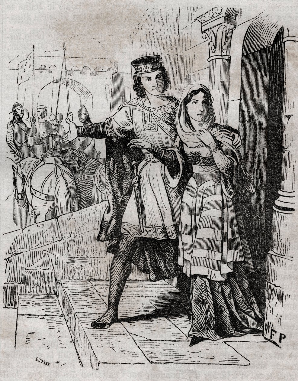 Bertrade de Montfort (1070-1117) Rainha de França com Filipe I Rei de França - - in "Histoire de France" de Anquetil. Século XIX. de French School