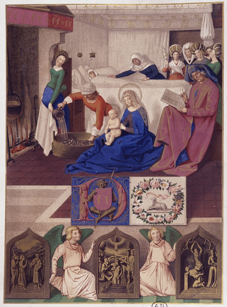 Nascimento de São João Baptista (interior), depois de pintar a França do século XV. de French School