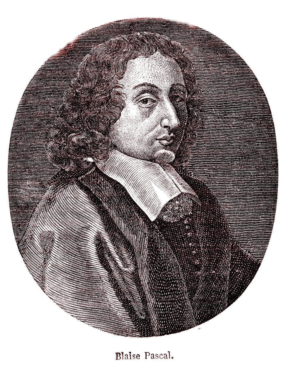 Blaise Pascal, matemático, filósofo, físico e teólogo francês. 1865 (gravura) de French School