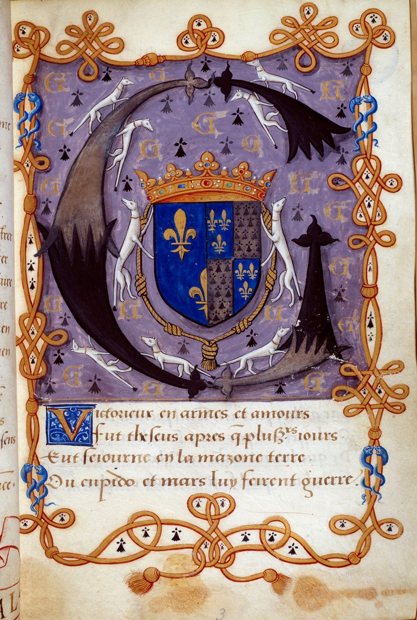 Blazon da Rainha Claude de França (1499-1524), esposa de François I. Miniatura de um manuscrito do século XVI. Chantilly, Museu Conde de French School