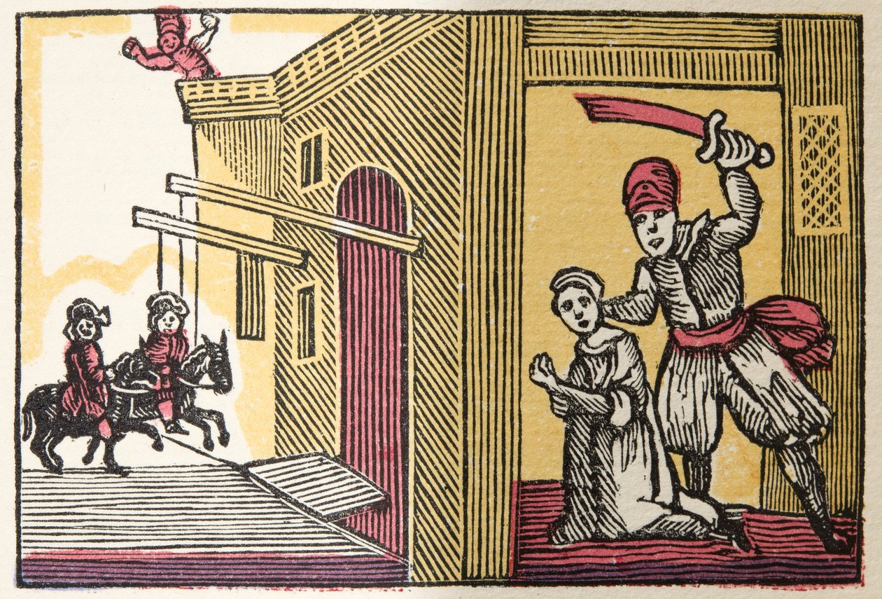 Barba Azul de Histórias ou Contos de Tempos Passados, contada por Mother Goose, With Morals, de M Perrault, pub. 1925 (impressão em xilogravura colorida à mão) de French School