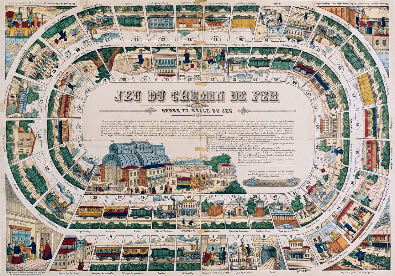 Placa para um jogo ferroviário, 1850 de French School