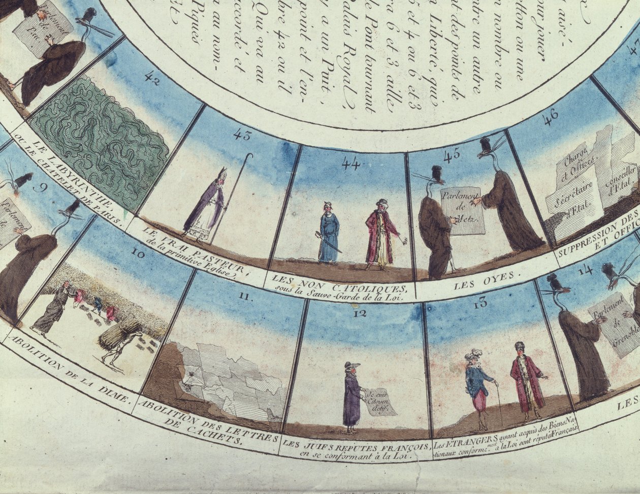 Jogo de tabuleiro baseado na Revolução Francesa, c.1790 de French School