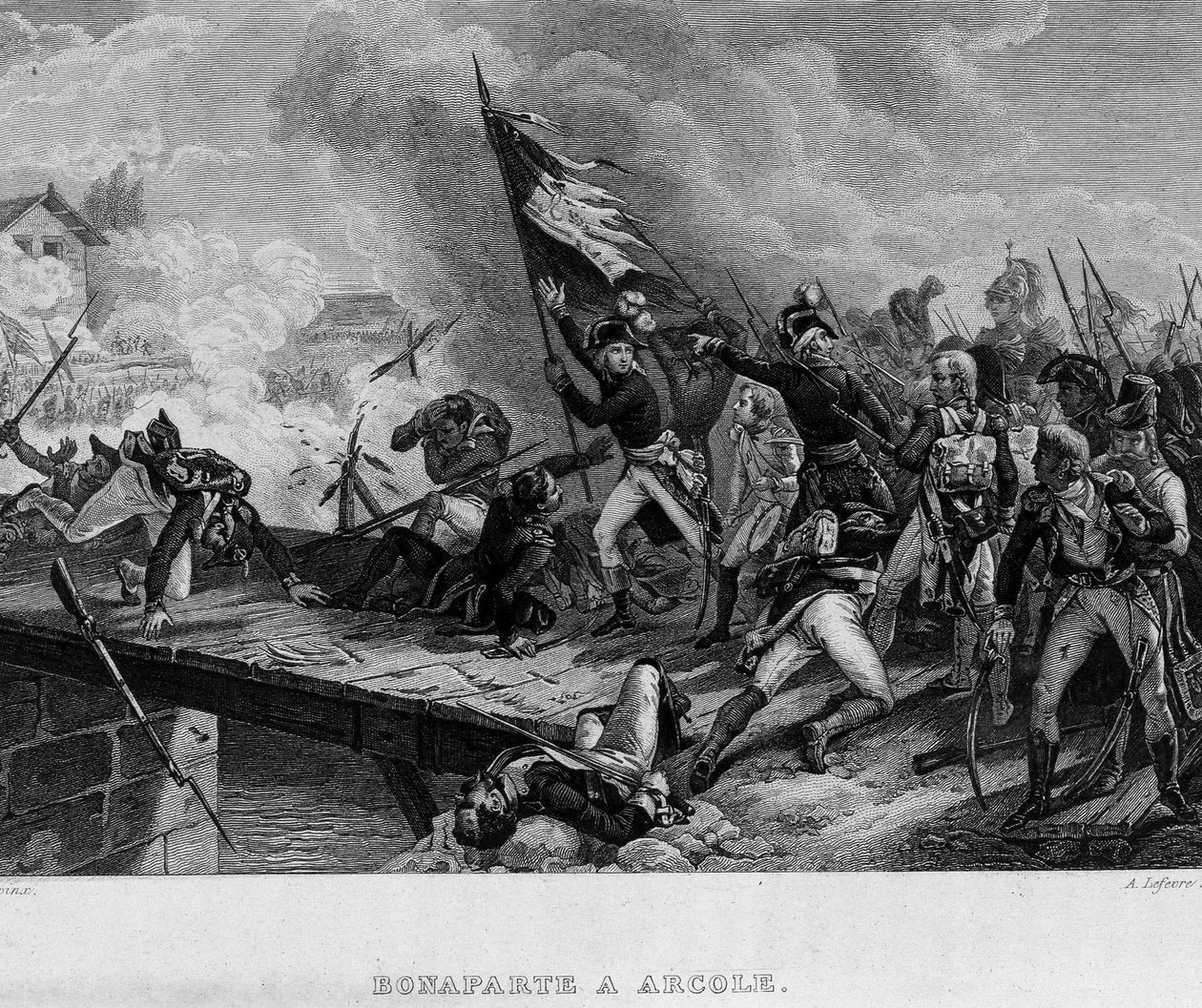 Bonaparte em Arcole - em "Revolution francaise" de Thiers. Século XIX de French School