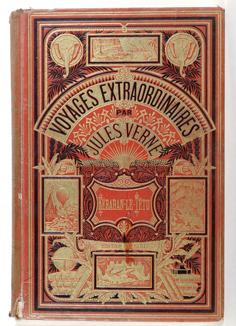 Capa de livro de Keraban o Inflexível por Jules Verne (1828-1905), edições Hetzel, 1883 de French School