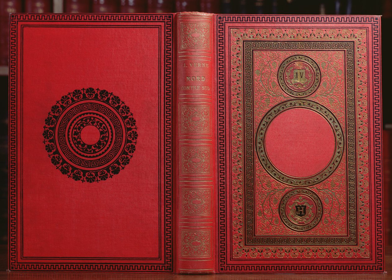 Capa de livro de North Against South por Jules Verne (1828-1905) (couro) de French School