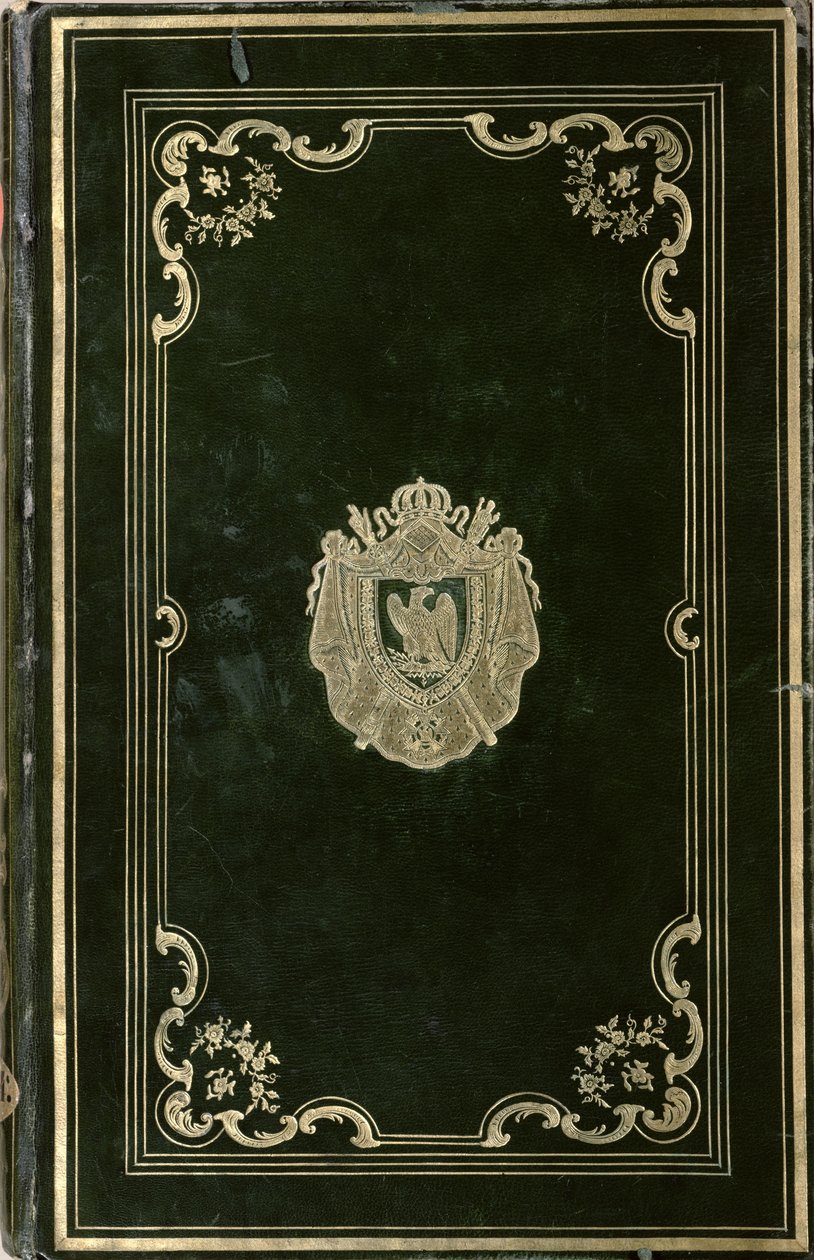 Encadernação de livros com o brasão de Napoleão Bonaparte (1769-1821) (couro verde e ouro) de French School
