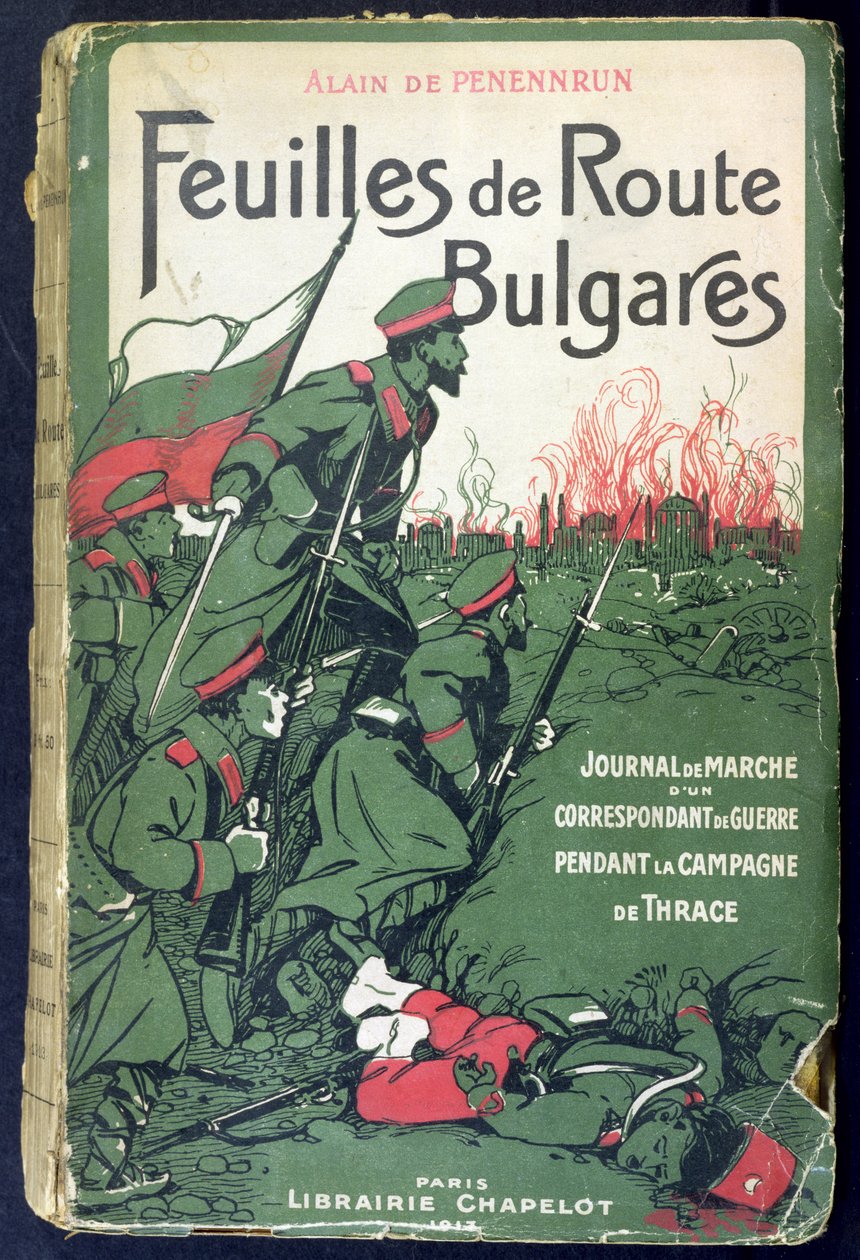 Capa do livro de um jornal de correspondentes de guerra durante as guerras balcânicas de 1912-13, 1913 de French School