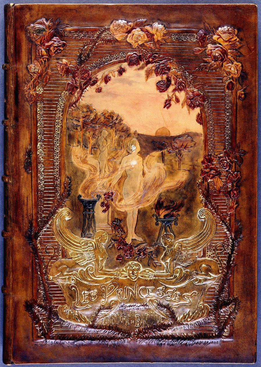Capa do livro, mostrando um nu feminino espalhando rosas em uma paisagem, 1904 de French School