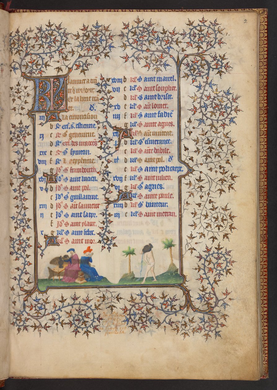 Livro de Horas, Adicionar MS 32454 f.2r, França de French School