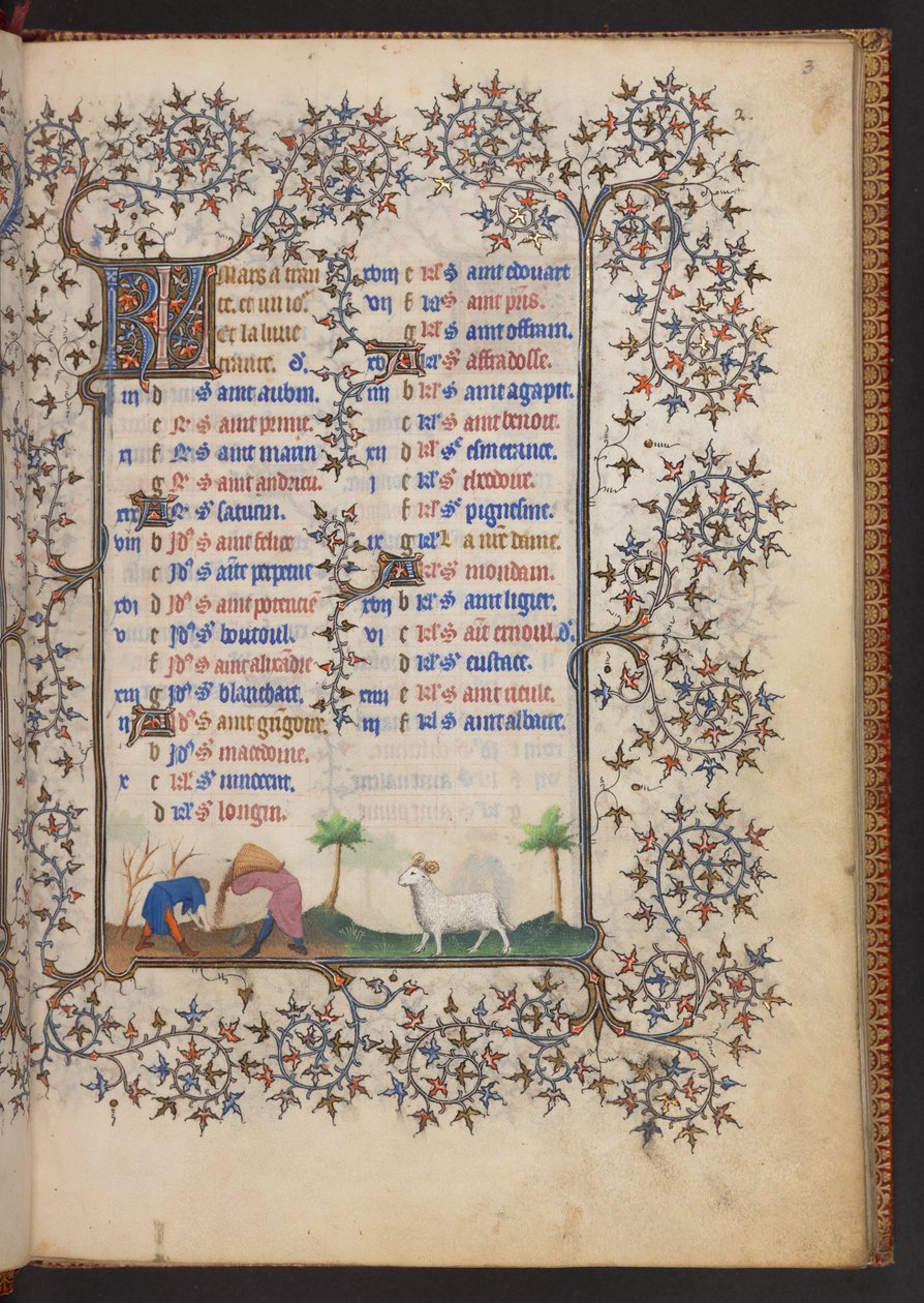 Livro de Horas, Adicionar MS 32454 f.3r, França de French School