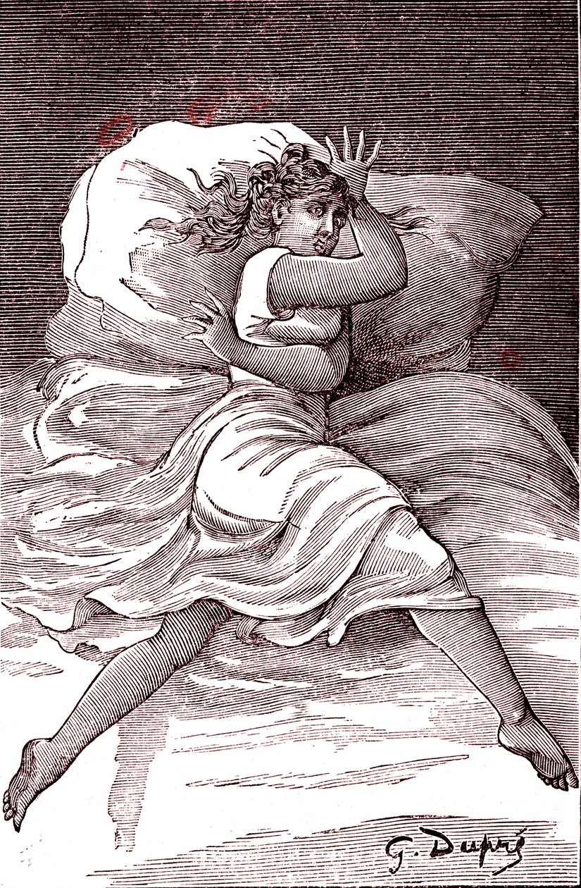 Histeria limítrofe. 1887 (gravura) de French School