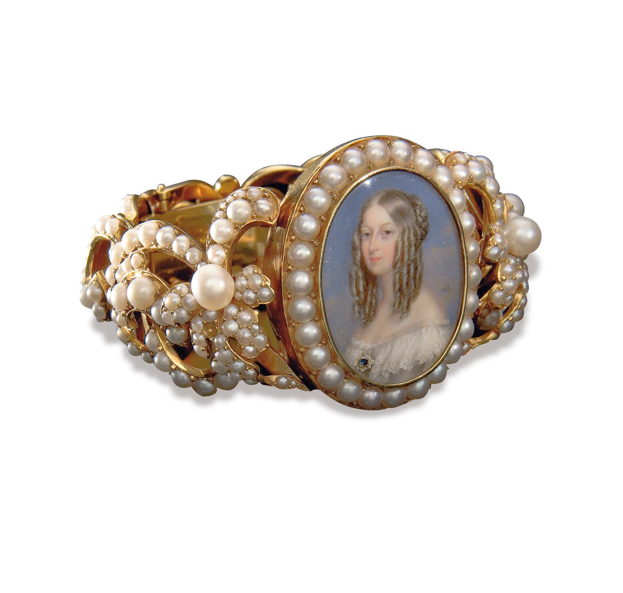 Pulseira contendo uma miniatura de Victoire, Duquesa de Nemours de French School