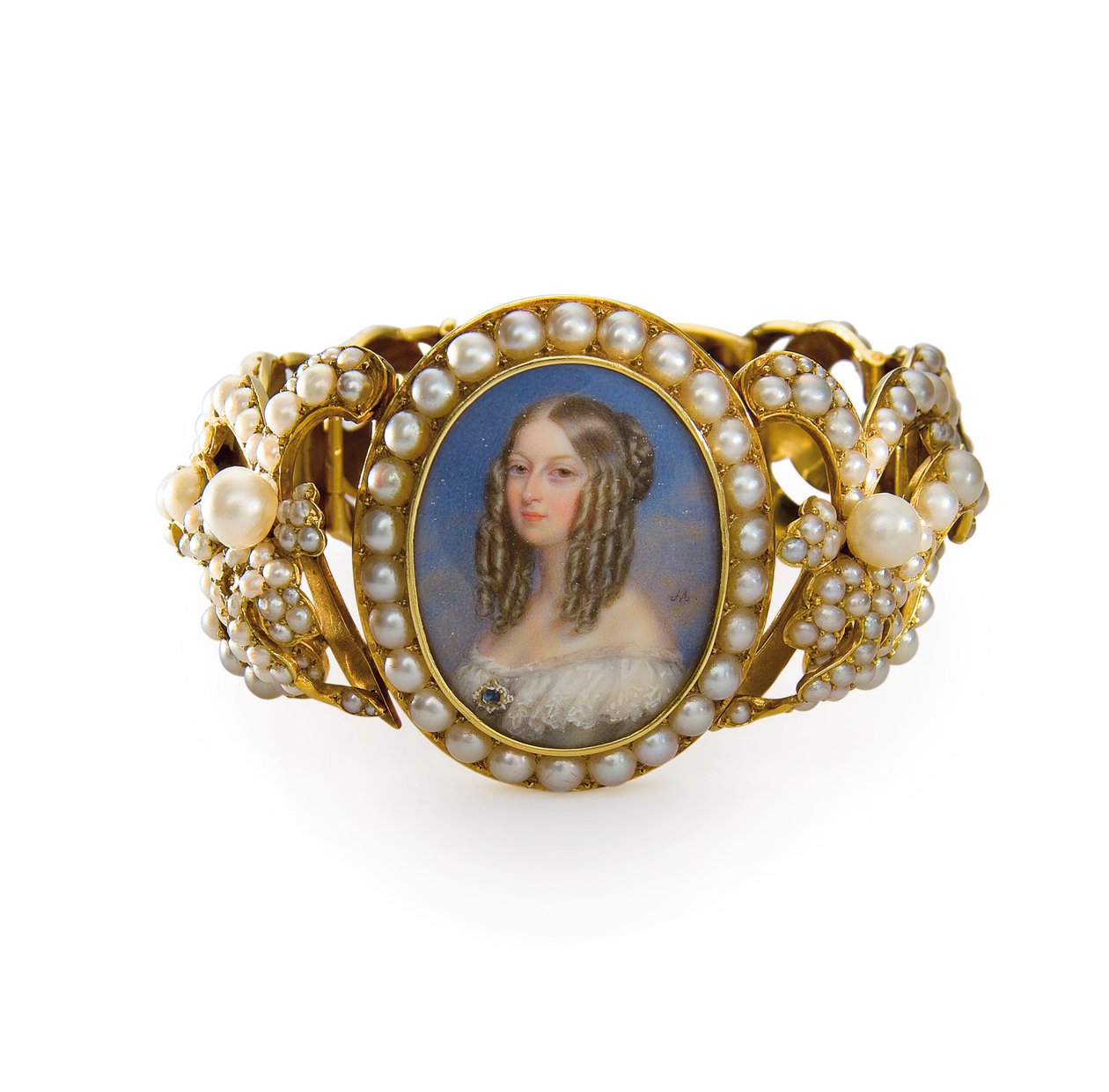 Pulseira contendo uma miniatura de Victoire, Duquesa de Nemours de French School