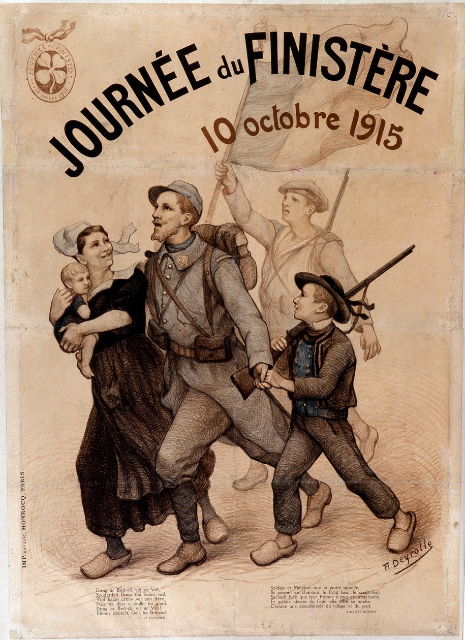 Soldado bretão e sua família - Poster para o "Finistere Day", 10 de outubro de French School