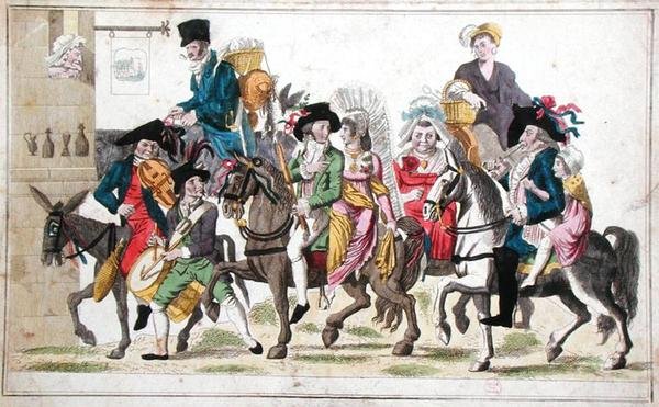 Procissão nupcial, c.1820-30 (gravação a cores) de French School