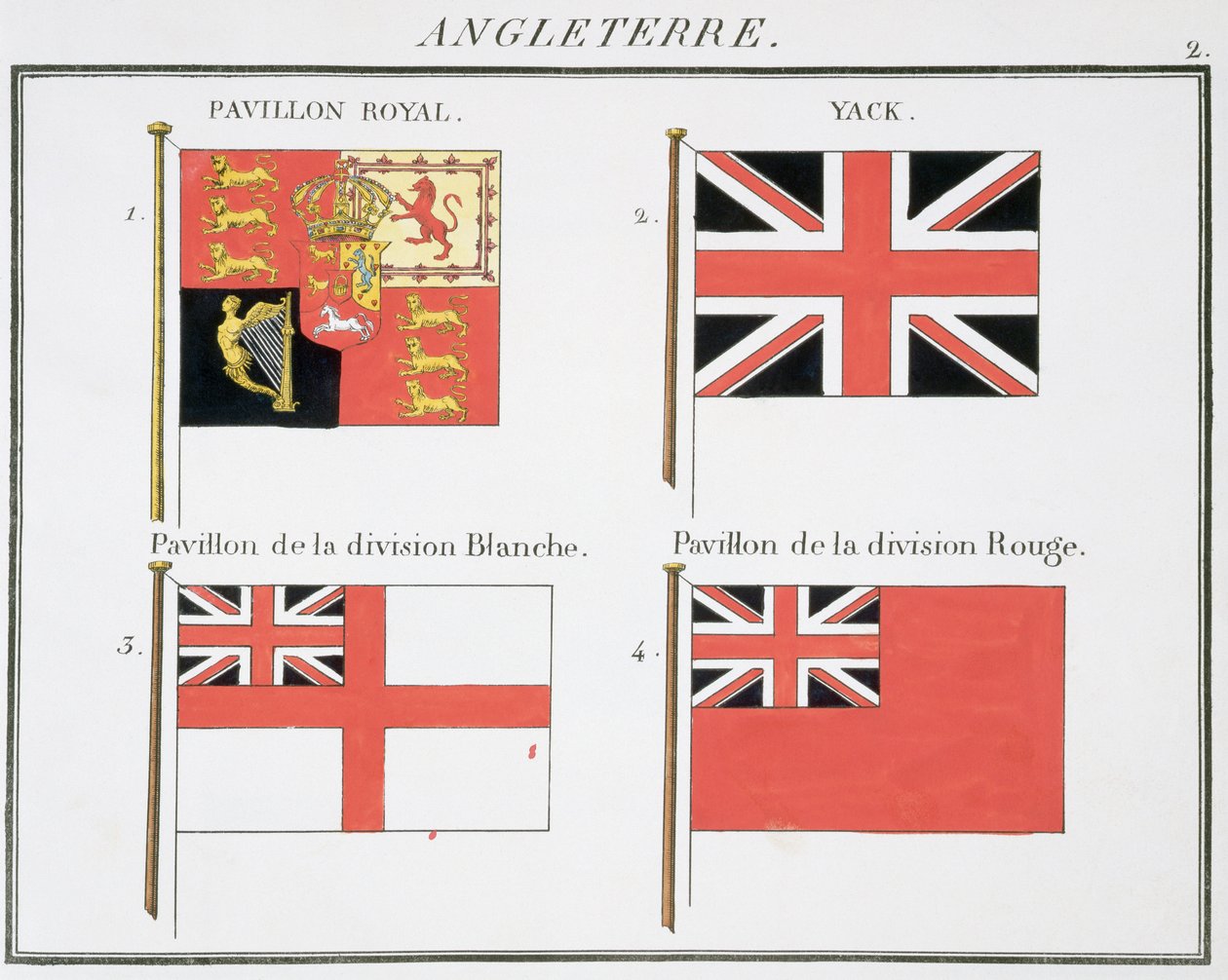 Bandeiras marítimas britânicas, de um livro francês de bandeiras, c.1819 de French School
