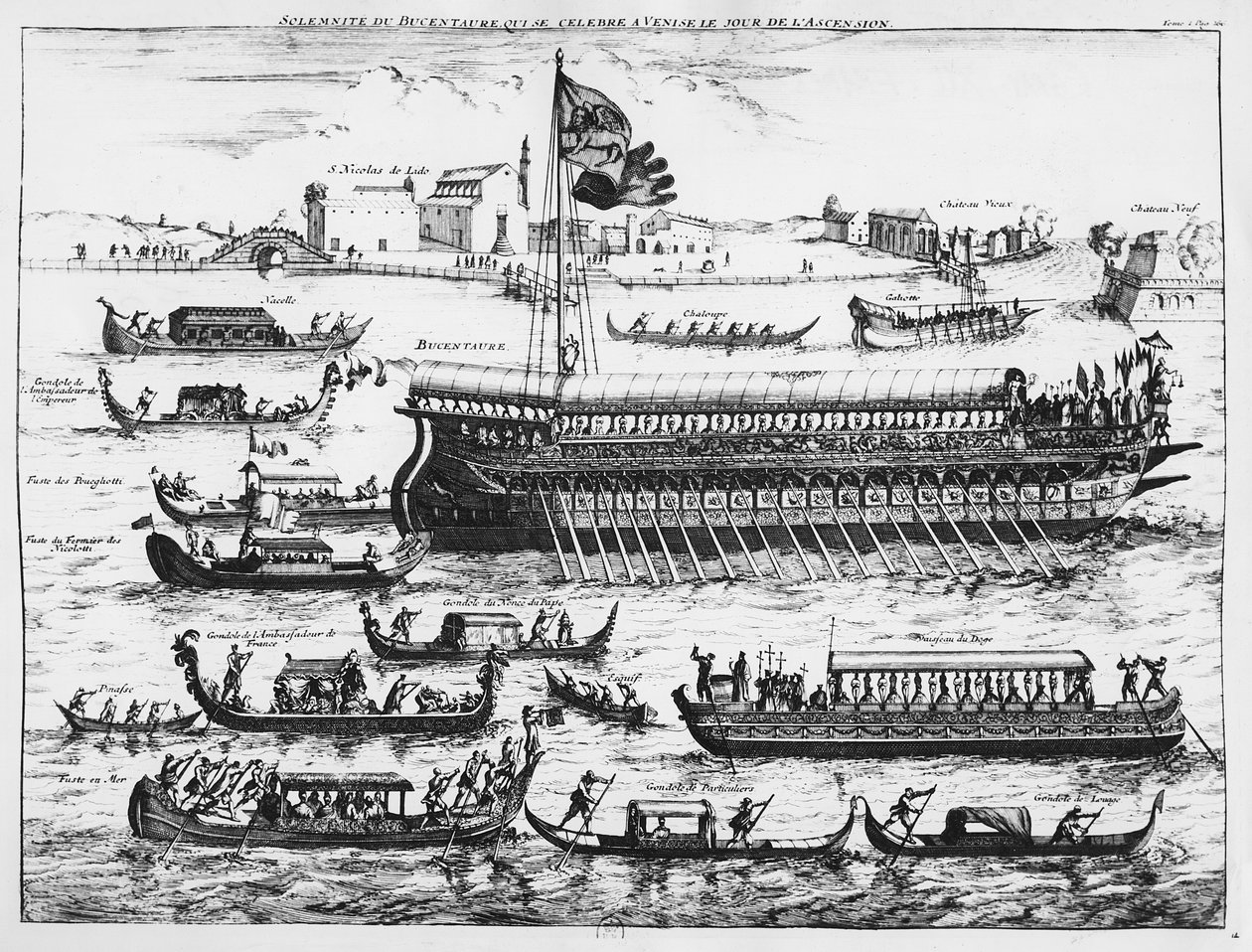 Bucentauro em Veneza no Dia da Ascensão (gravura) de French School
