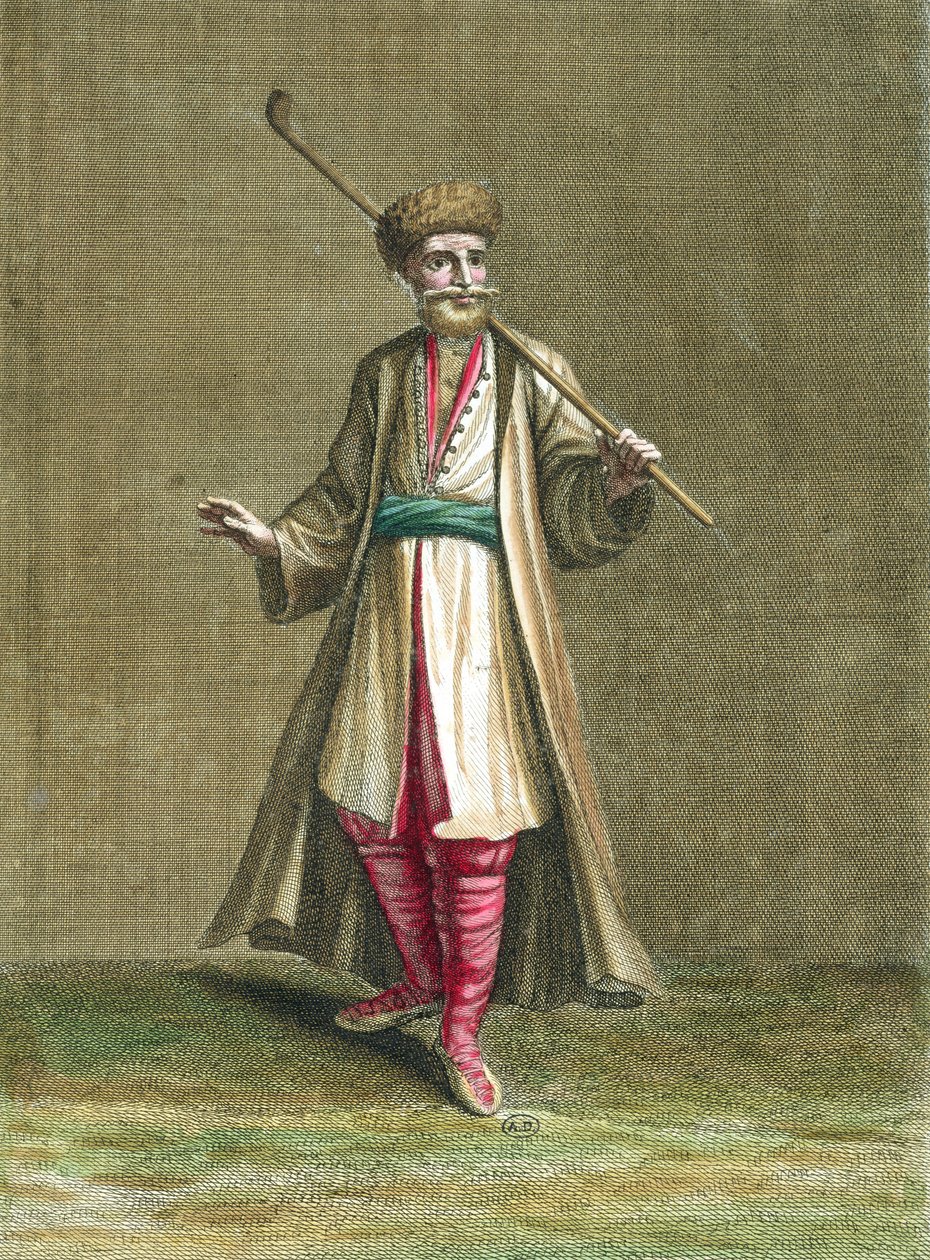 Traje búlgaro, ilustração da coleção do traje de Levant, 1707-8 de French School