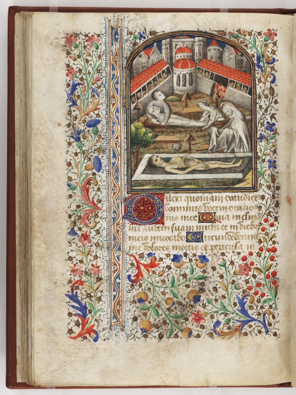 Enterro dos mortos, ilustração do "Livro das Horas", Paris, c.1440-60 (velino) de French School