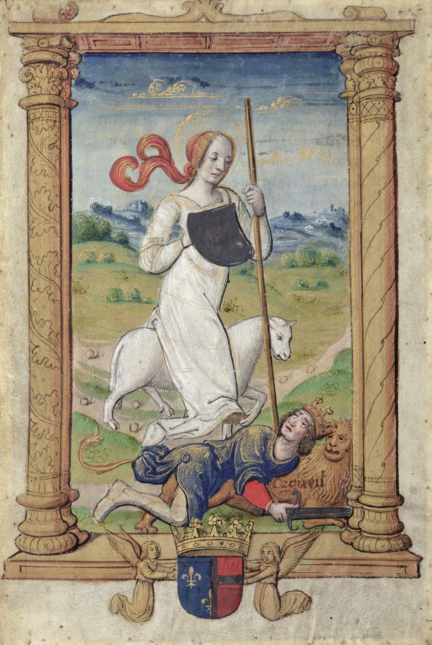 CL 22718A Humility Against Pride, de &39;Rondeaux des Vertus&39;, criado para Louis de Savoie de French School