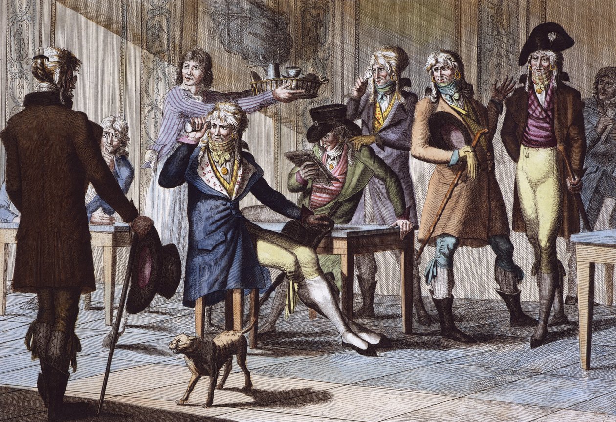 Cafe des Incredible: "A minha palavra de honra, eles brincam", gravura anónima. de French School