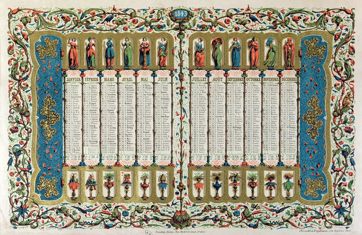 Calendário para 1843 de French School
