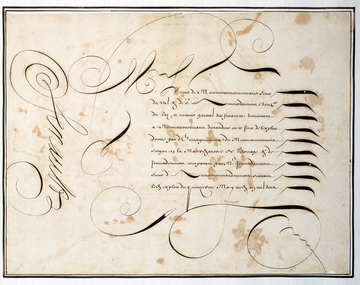 Caligrafia: Gráfico manuscrito de ronda financeira por volta da segunda metade do século XVII por Louis Senault de French School