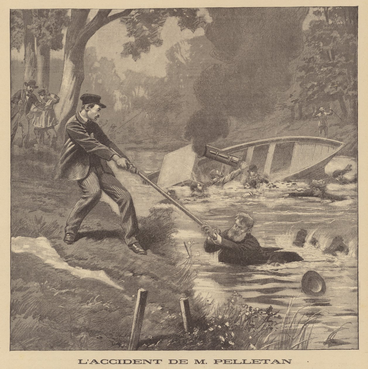 O acidente de Camille Pelletan (litografia) de French School