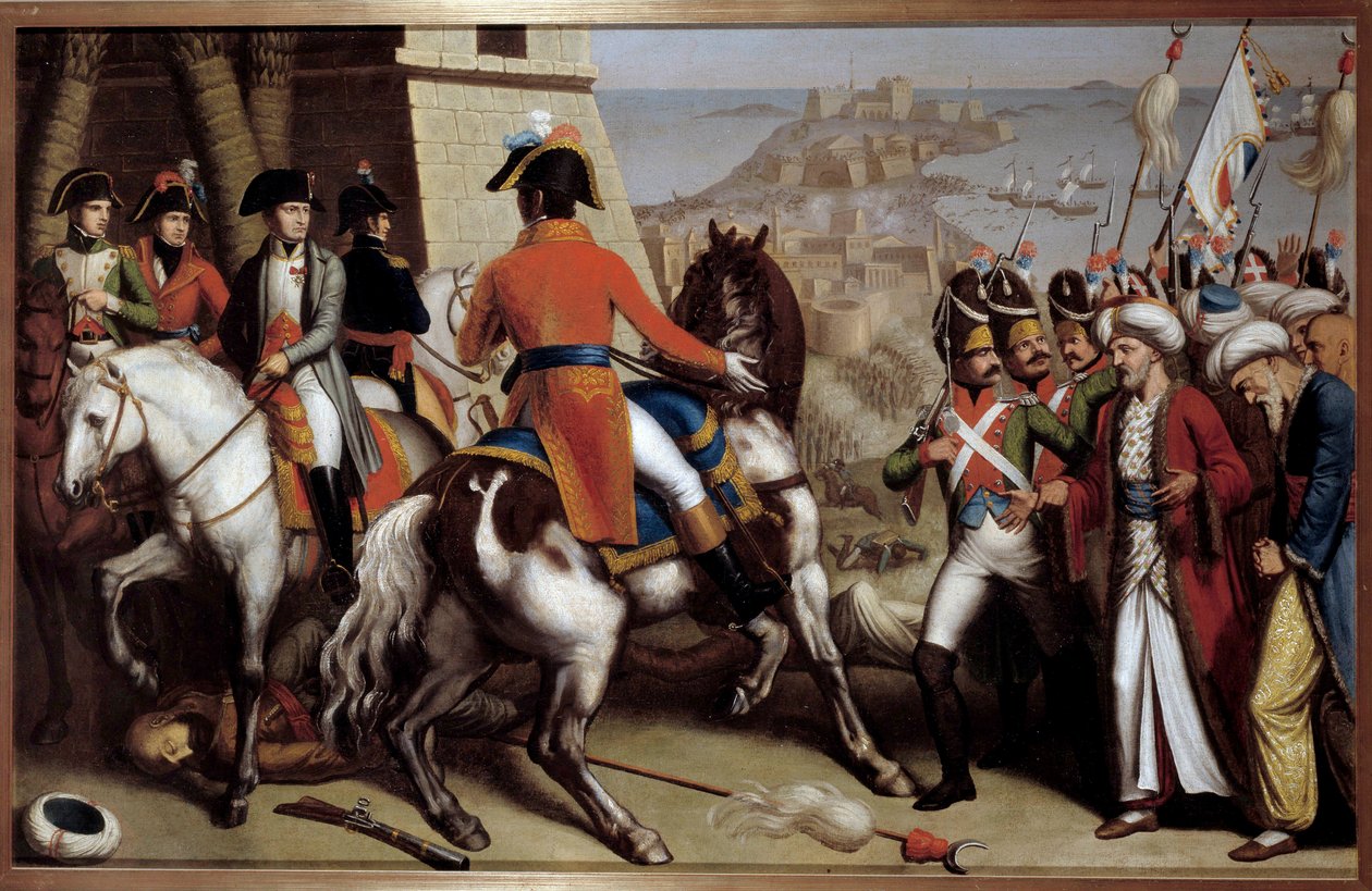 Campanha (Expedição) do Egito (1798-1801): "Napoleão Bonaparte (1769-1821) a São João do Acre durante o cerco em 20/05/1799" Pintura anônima de French School