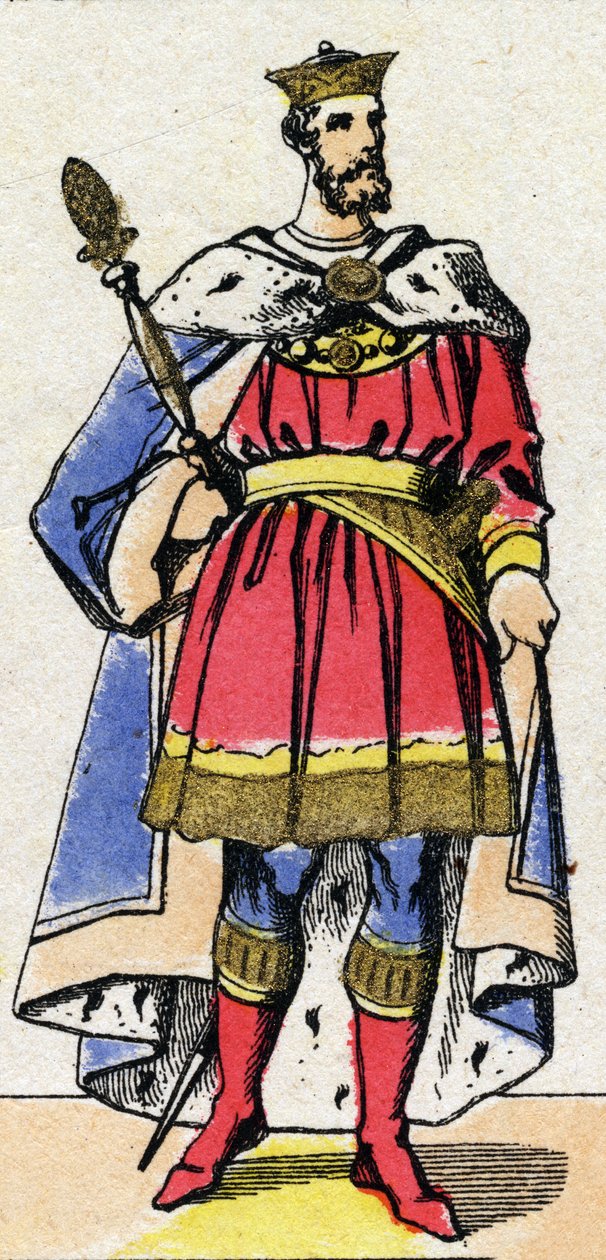 Dinastia Capetian: Retrato de Filipe I da França (1052-1108) rei dos Francos de 1060 a 1108. Imagem epinal do final do século XIX. Coleção particular. de French School
