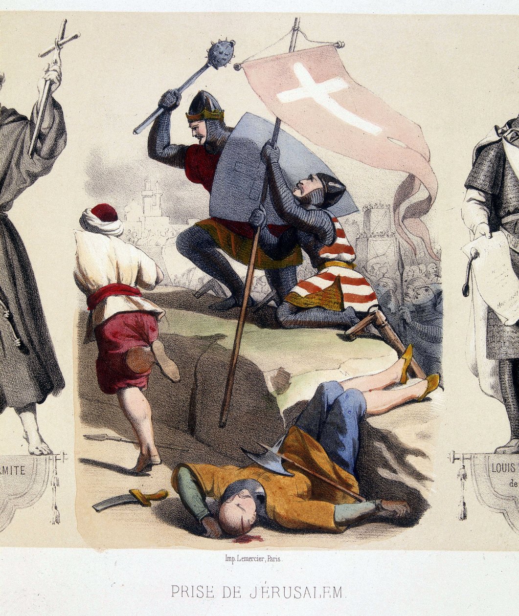 Captura de Jerusalém durante a Primeira Cruzada (1096-99). de French School