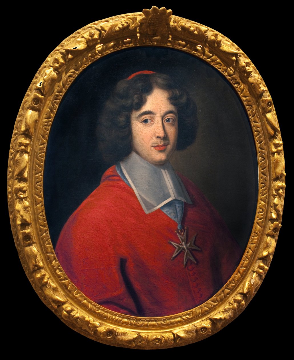 Cardeal de Bouillon, abadia de Tournus de 1660 a 1715, iniciador da construção do dieu do hotel. Pintura anônima, arte francesa do século XVII. Hotel Dieu, Musee Greuze, Tournus. de French School