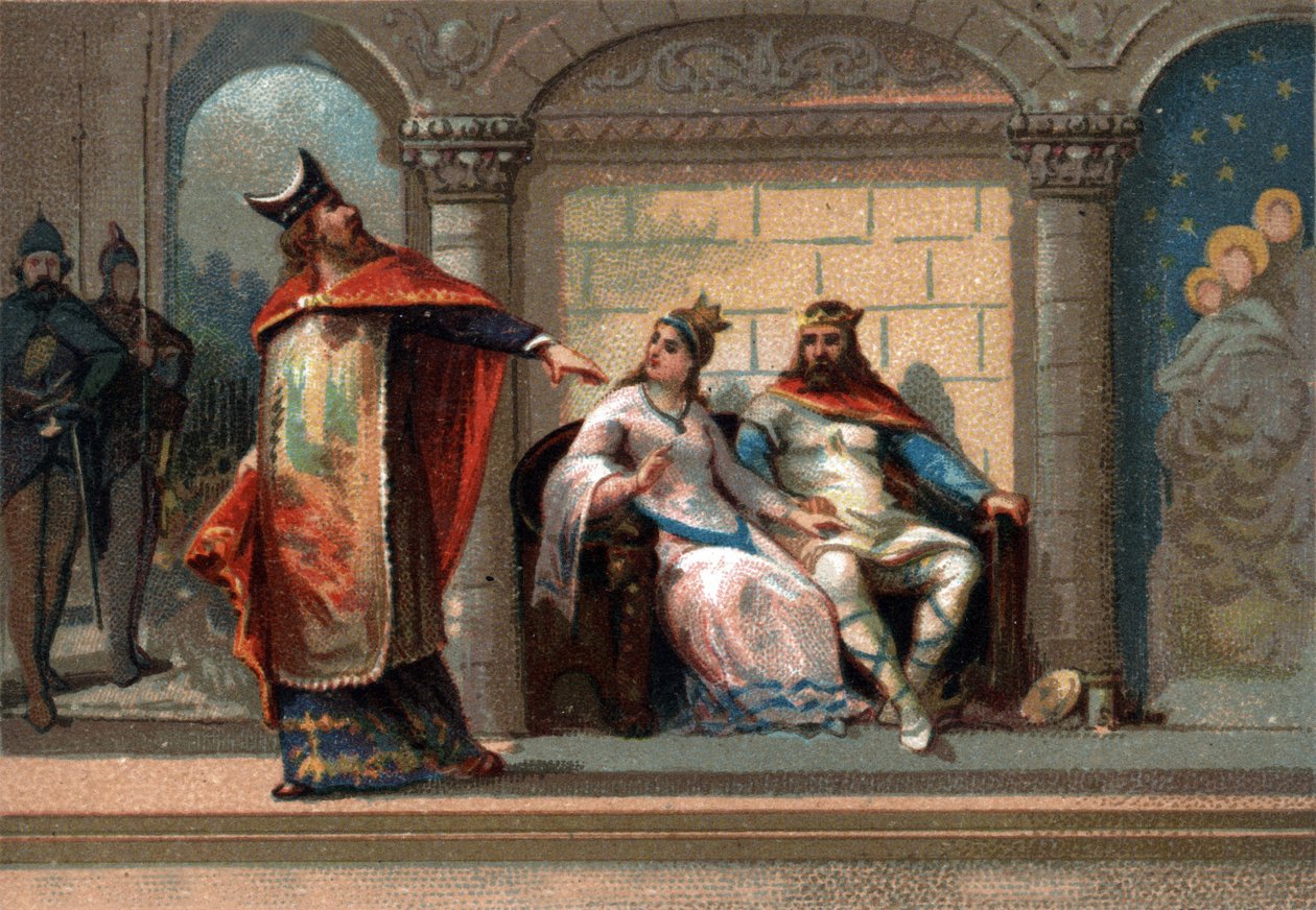 Caribert ou Cherebert, Rei de Paris (561 - 567). Cromolitografia do final do século XIX. de French School