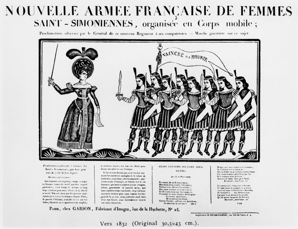 Caricatura representando o novo exército francês de mulheres saint-simonianas, c.1832 de French School