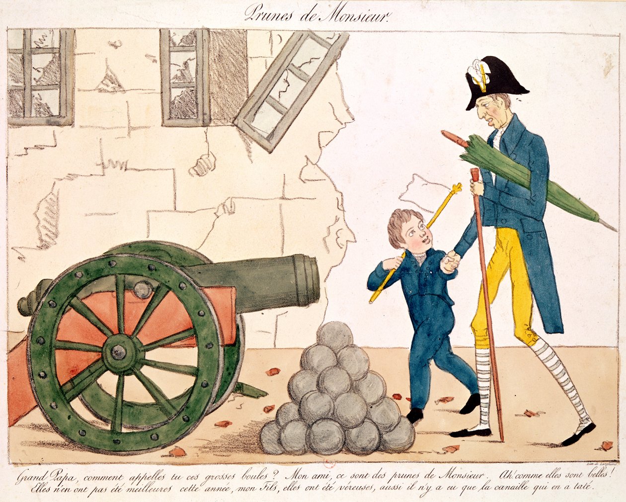 Caricatura de Charles X (1757-1836) e Henri (1820-83) Duc de Bordeaux, 25 de julho de 1830 de French School