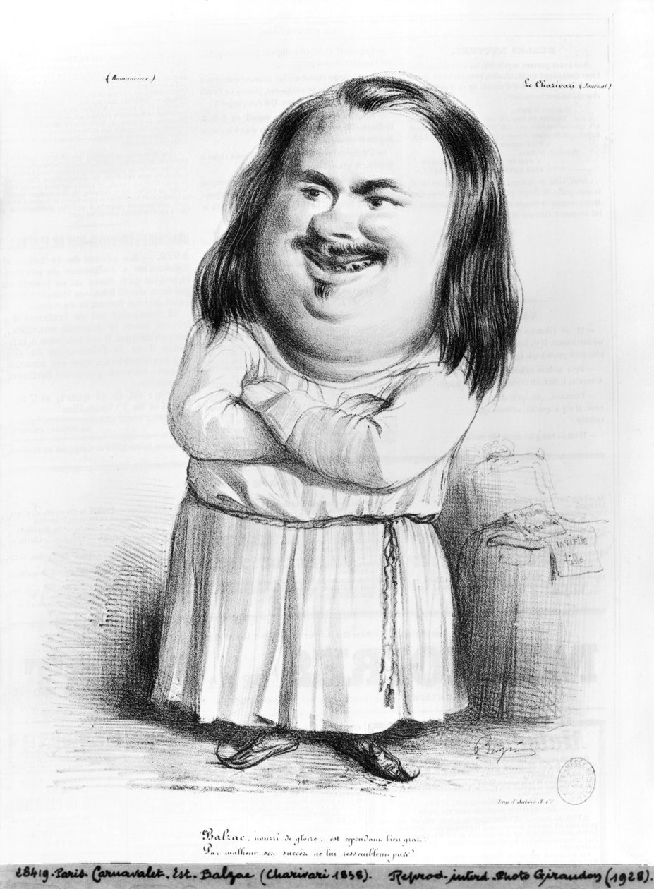 Caricatura de Honore de Balzac (1799-1850) ilustração de &39;Le Charivari&39;, 1838 de French School